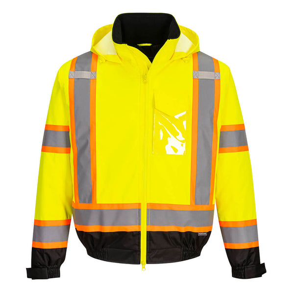 Portwest® Hi-Vis X Back Winter Bomber Jacket , Yellow/Black, Size XXXL (CA160YBRXXXL) Each
