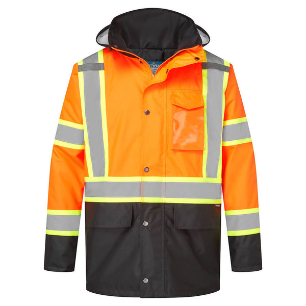 Portwest® Hi-Vis X Back Contrast Winter Traffic Jacket, Orange/Black, Size 6XL (CA369OBR6XL) Each