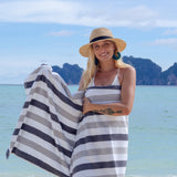 Hospeco® Cabo Cabana Beach Towel 30x70 Black/Grey, 24/Case (HOSCABOCABANA-BK-GY-CS) Case of 24