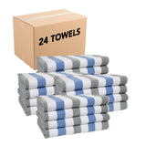 Hospeco® Cabo Cabana Beach Towel 30x70 Grey/Navy, 4/Pack (CABOCABANA-GY/NV) Pack of 4