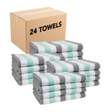Hospeco® Cabo Cabana Beach Towel 30x70 Grey/Green, 4/Pack (CABOCABANA-GY/GR) Pack of 4