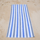 Hospeco® Cabo Cabana Beach Towel 30x70 Grey/Navy, 24/Case (HOSCABOCABANA-GY-NV-CS) Case of 24
