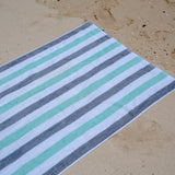 Hospeco® Cabo Cabana Beach Towel 30x70 Grey/Green, 24/Case (HOSCABOCABANA-GY-GR-CS) Case of 24
