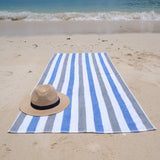 Hospeco® Cabo Cabana Beach Towel 30x70 Grey/Navy, 4/Pack (CABOCABANA-GY/NV) Pack of 4