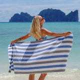 Hospeco® Cabo Cabana Beach Towel 30x70 Grey/Navy, 4/Pack (CABOCABANA-GY/NV) Pack of 4