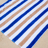 Hospeco® Cabo Cabana Beach Towel 30x70 Navy/Beige, 24/Case (HOSCABOCABANA-NV-BG-CS) Case of 24