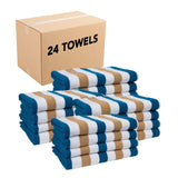 Hospeco® Cabo Cabana Beach Towel 30x70 Navy/Beige, 4/Pack (CABOCABANA-NV/BG) Pack of 4