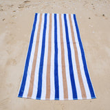 Hospeco® Cabo Cabana Beach Towel 30x70 Navy/Beige, 24/Case (HOSCABOCABANA-NV-BG-CS) Case of 24