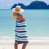 Hospeco® Cabo Cabana Beach Towel 30x70 Navy/Blue, 4/Pack (CABOCABANA-NV/BL) Pack of 4