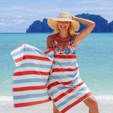 Hospeco® Cabo Cabana Beach Towel 30x70 Orange/Blue, 4/Pack (CABOCABANA-OR/BL) Pack of 4