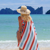 Hospeco® Cabo Cabana Beach Towel 30x70 Orange/Blue, 4/Pack (CABOCABANA-OR/BL) Pack of 4