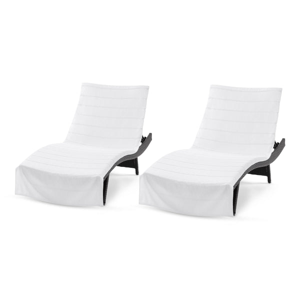 Arkwright Home Las Rayas Chaise Cover 30x85 White (2/Pack) (P-CC-HS3085WH-2) 2/PK