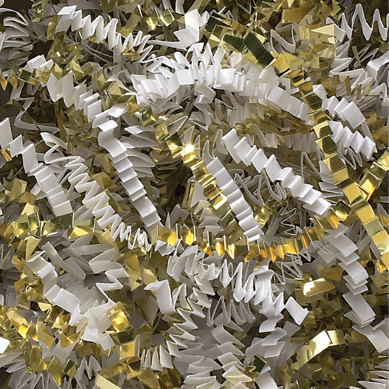 10 lb. White and Gold Metallic Blend Crinkle Paper, Each Each