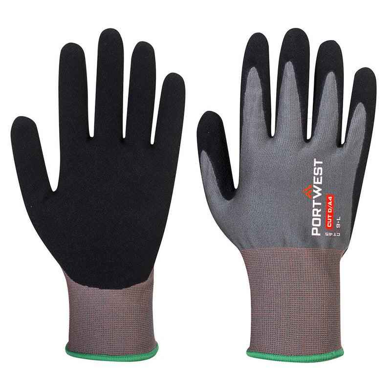 Portwest® CT Cut D18 Nitrile Glove A4, Gray/Black, Size XL (CT45G8RXL) Each