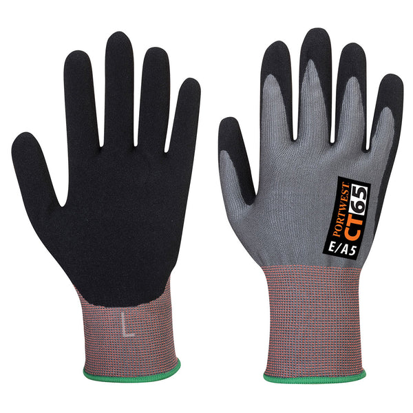 Portwest® CT Cut E15 Nitrile Glove A5, Gray/Black, Size XXL (CT65G8RXXL) Each