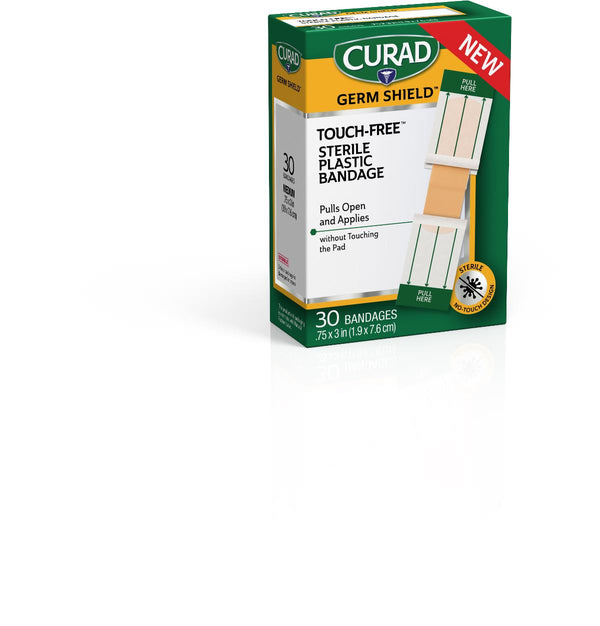 CURAD Germ-Shield Touch-Free Sterile Plastic Bandages, 6/PK (CUR1930PZ) Pack of 6