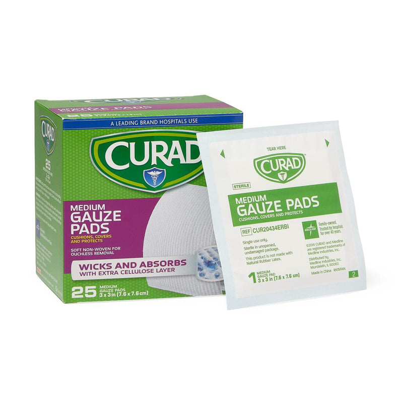 CURAD Sterile Pro-Gauze Pad, 3" x 3", 25/Box, 24/CS  (CUR20434ERBI) Case of 24