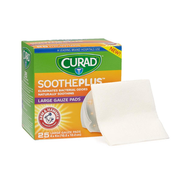 CURAD SoothePlus 4" x 4" Gauze Pad, 25/Box, 1/EA  (CUR204425AHH) Each