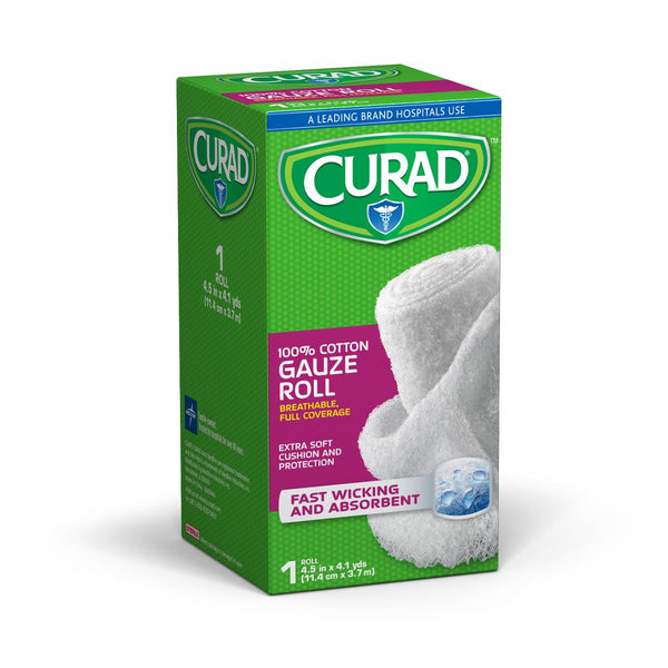 CURAD 100% Cotton Gauze Roll, 4.5" x 4 yd., 1/BX  (CUR25865ERBH) Box of 1