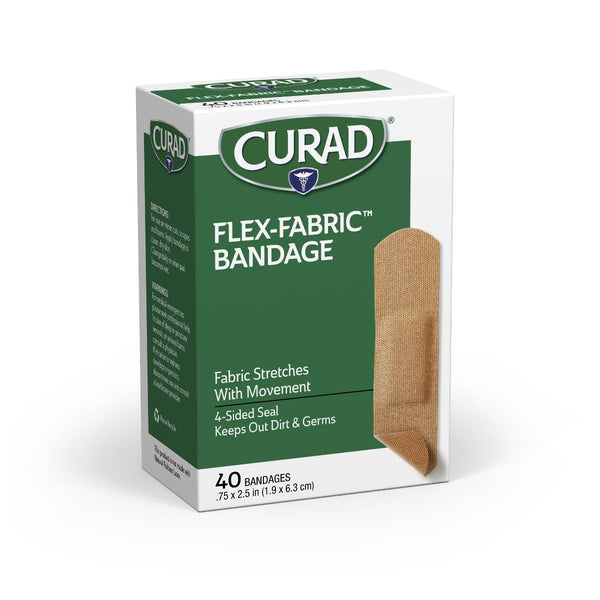 CURAD Flex-Fabric Adhesive Bandages, 3/4" x 2-1/2" Strips, 40/Bx, 1/BX  (CUR45245RBZ) Box of 1