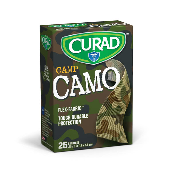 CURAD Green Camo Flex-Fabric Adhesive Bandage, 3/4" x 3", 25/Box, 1/BX  (CUR45701RBZ) Box of 1