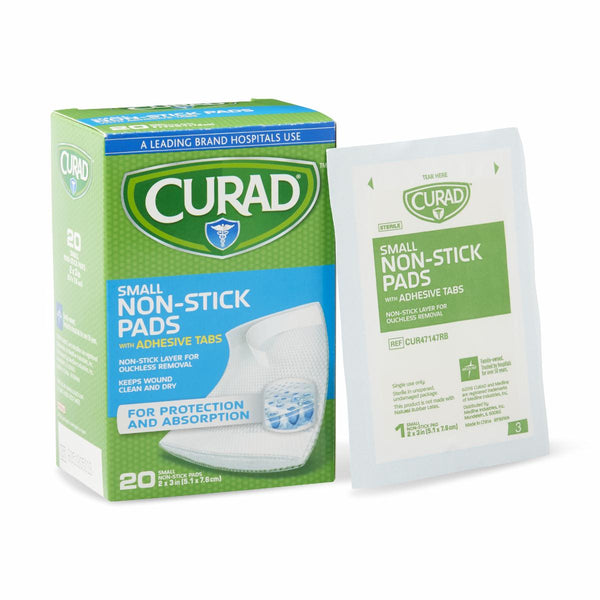 CURAD Sterile Nonstick Pad with Adhesive Tabs, 2" x 3", 20/Box, 1/BX  (CUR47147RBZ) Box of 1