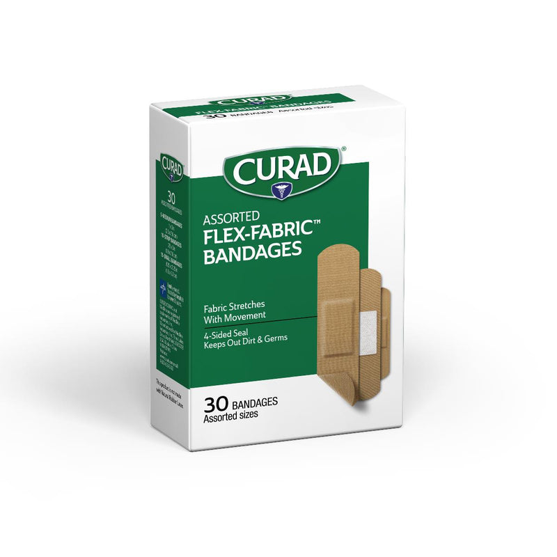 CURAD Flex-Fabric Adhesive Bandages, Assorted Sizes, 30/Bx, 1/BX  (CUR47314RBH) Box of 1