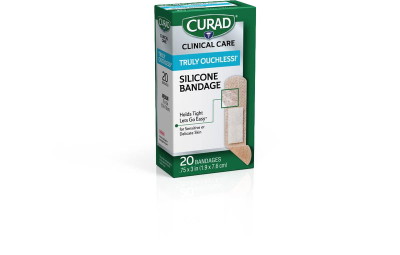 CURAD Silicone Flexible Fabric Bandages, 0.75" x 3" (1.9 cm x 7.6 cm), 20/Box, 1/BX  (CUR5002V1H) Box of 1