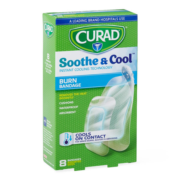 CURAD Soothe and Cool Clear Waterproof Hydrogel Bandages, Assorted Sizes, 1/BX  (CUR5236V1H) Box of 1