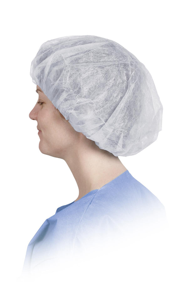 Single-Ply Spunbond Polypropylene Bouffant Caps, 21", White, Bulk, 1000/CS (CRI1102) Case of 1000
