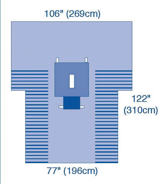 UltraGard Laparotomy T Drapes, 106" x 122" x 77" (269 x 310 x 196 cm), 12/CS  (DYNJP3003UG) Case of 12