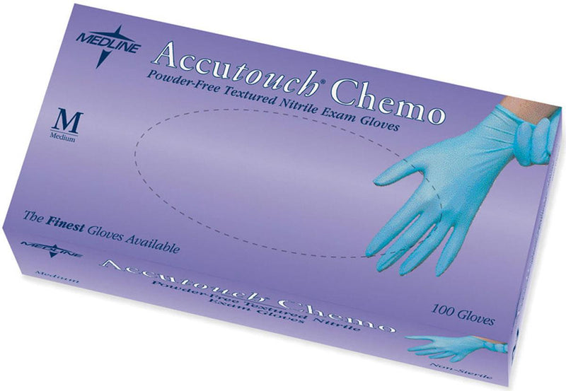 Accutouch Chemo Powder-Free Blue Nitrile Exam Gloves, Size M, 1000/CS (MDS192085) Case of 1000