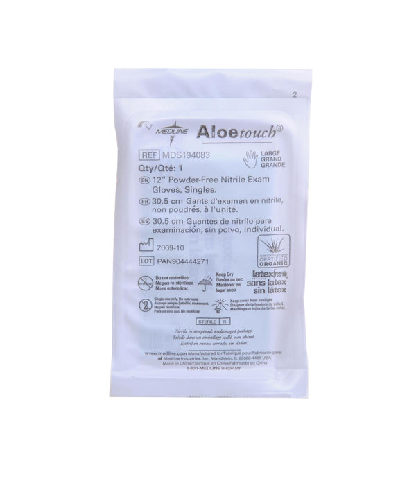 AloeTouch 12" Powder-Free Nitrile Exam Gloves, Sterile Singles, Size S, 100/BX (MDS194081Z) Box of 100