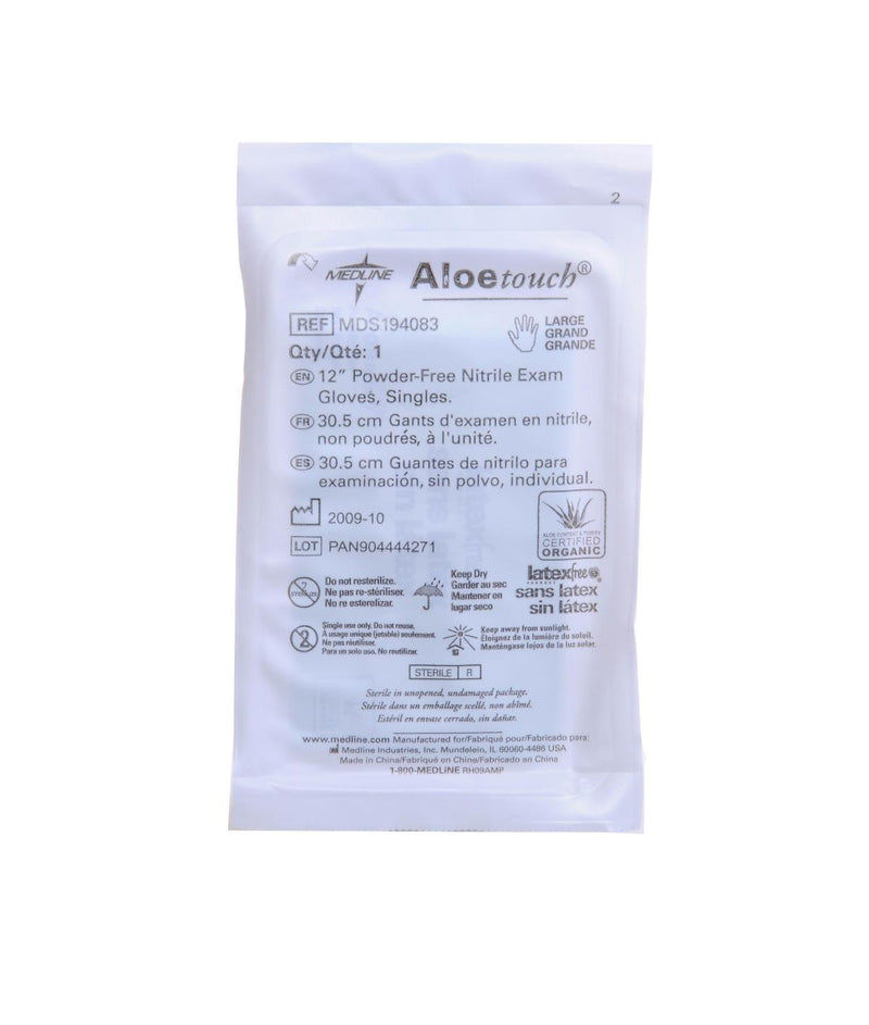 AloeTouch 12" Powder-Free Nitrile Exam Gloves, Sterile Singles, Size S, 100/BX (MDS194081Z) Box of 100