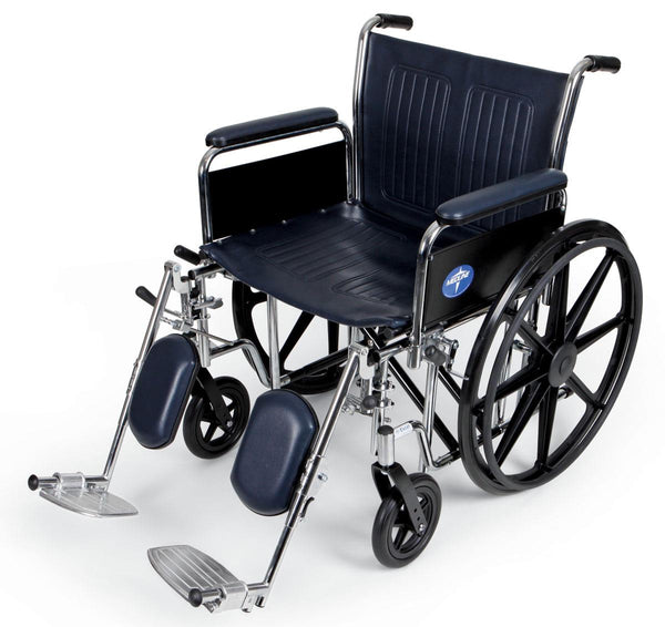 Excel Extra-Wide Wheelchair, 24" Seat, Removable Full-Length Arms, Elevating Leg Rests, 1/EA  (MDS806950FLA) Each