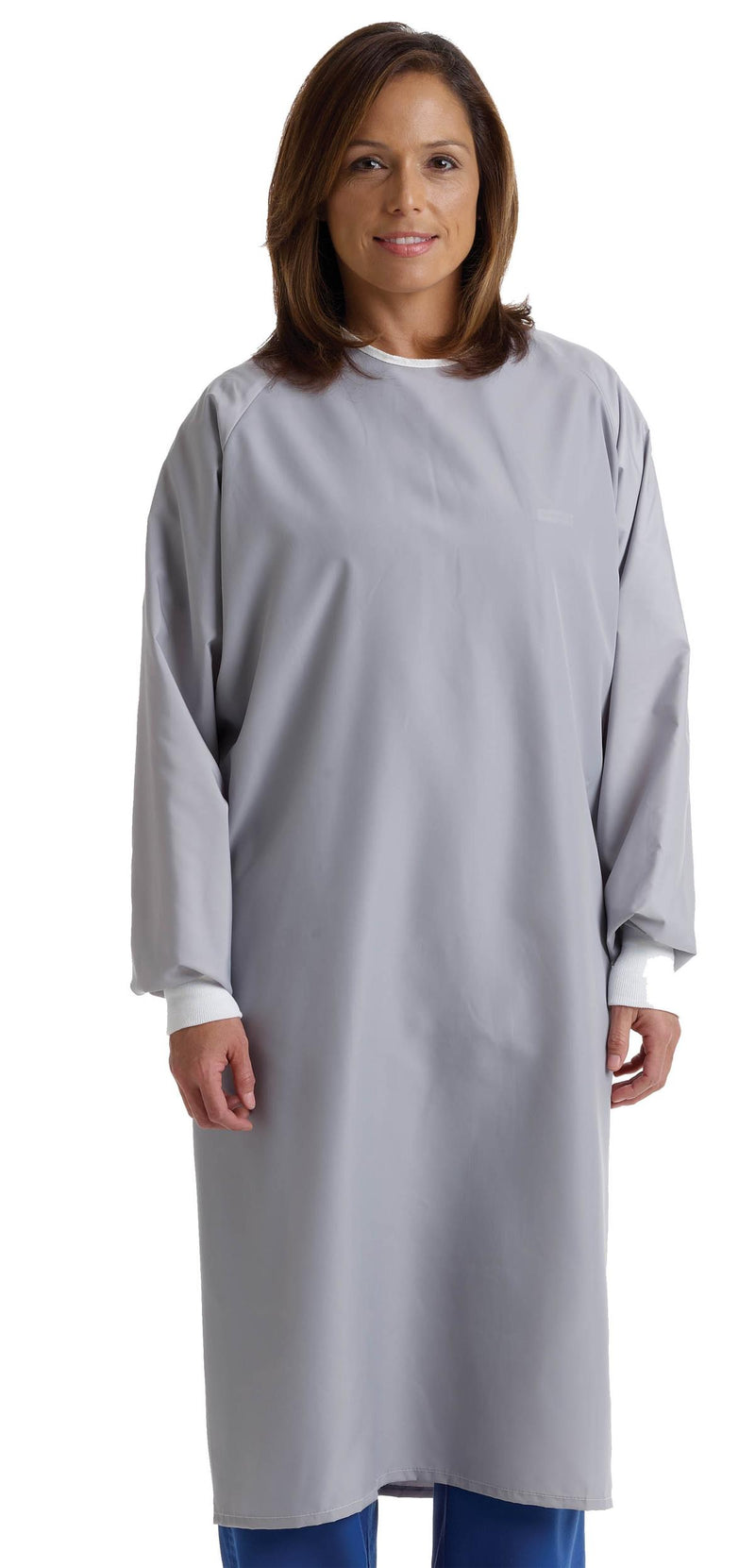 AAMI Level 1 Reusable Isolation Gown, Overlap Back, Grey, One Size Fits Most, 6 dozen/case, 12/DZ  (MDT011205) 1 Dozen