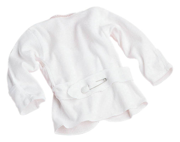 Baby Pin-Back Shirt with Mitten Cuffs, White, 12/DZ  (MDT2112652) 1 Dozen