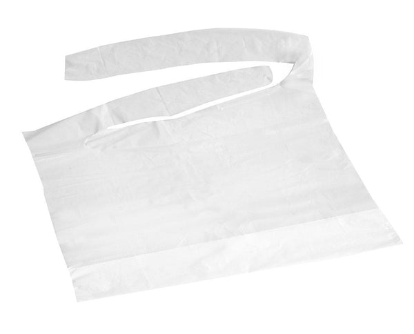 Disposable Waterproof Plastic White Bib with Crumb Catcher, 16" x 24", 500/CS  (NON24267C) Case of 500