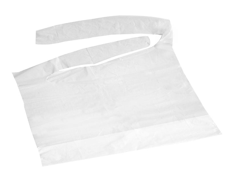 Disposable Waterproof Plastic White Bib with Crumb Catcher, 16" x 24", 500/CS  (NON24267C) Case of 500