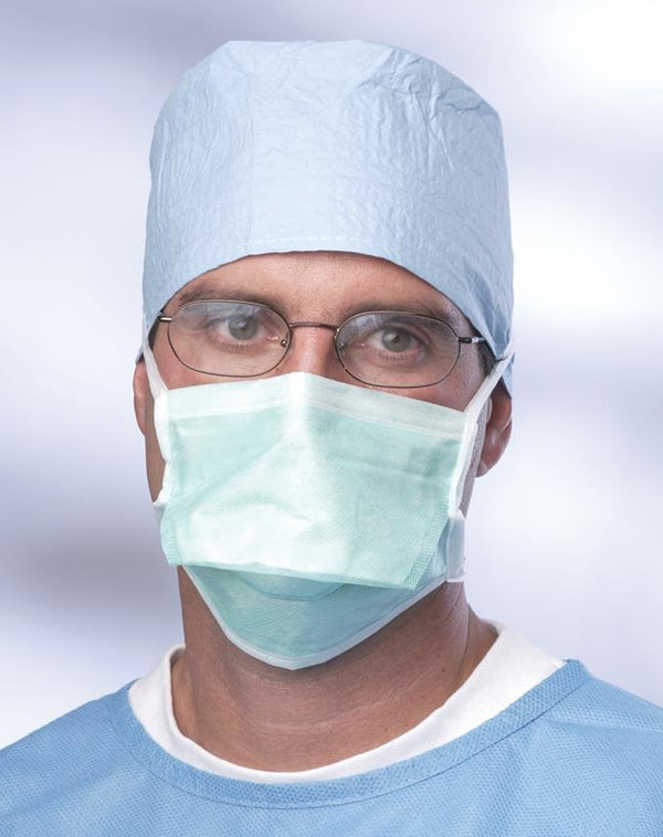 Duckbill Surgical Face Mask with Ties and Foam Anti-Fog Strip, Green, 50/BX (NON27373AZ) Box of 50