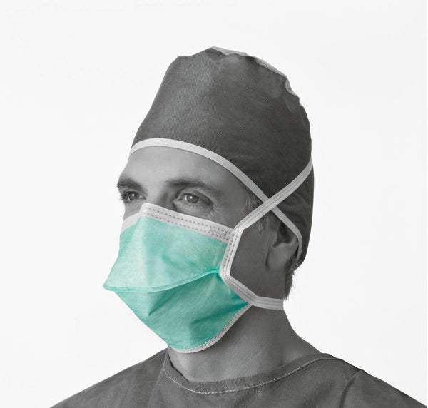 ASTM Level 1 Duckbill Surgical Face Mask with Ties, Anti-Fog Foam Strip, Green, 300/CS  (NON27373A) Case of 300