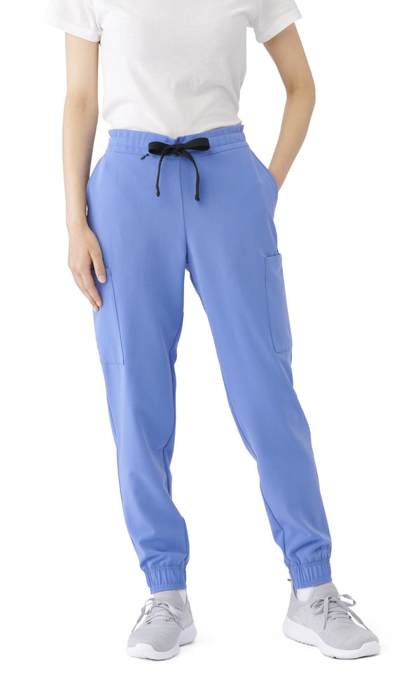 First AVE Women's 7-Pocket Jogger-Style Scrub Pant, Ceil Blue, Size S Petite, 1 EA (2544CBLSP) Each