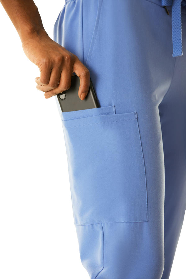 First AVE Women's 7-Pocket Jogger-Style Scrub Pant, Ceil Blue, Size XS, 1 EA (2544CBLXS) Each