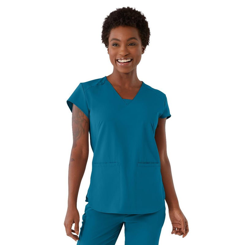 Monroe AVE Women's Scrub Top, Caribbean Blue, XS, 1/EA  (4805CRBXS) Each