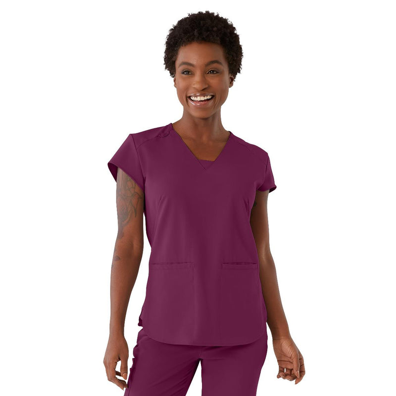 Monroe AVE Women's Scrub Top, Wine, XS, 1/EA  (4805WNEXS) Each