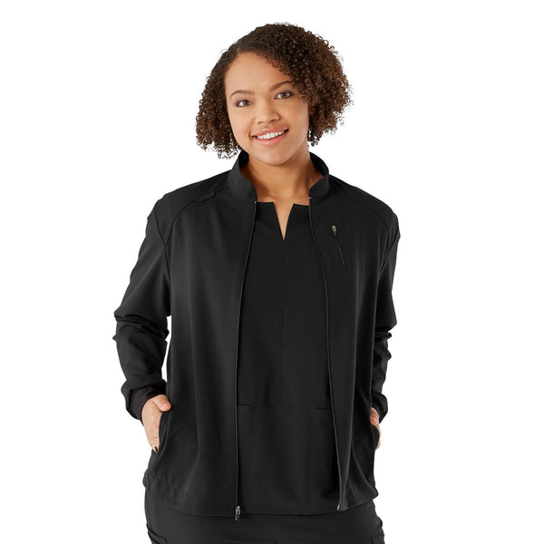 Solano AVE Women's Athletic Fit Scrub Jacket, Black, Size M, 1/EA  (5010BLKM) Each