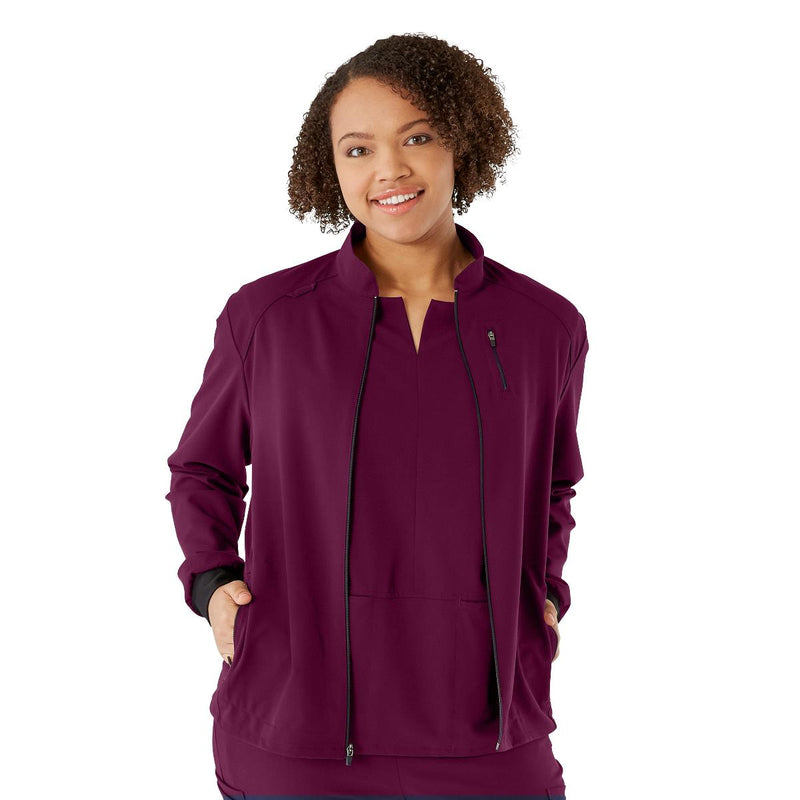 Solano AVE Women's Athletic Fit Scrub Jacket, Wine, Size L, 1/EA  (5010WNEL) Each