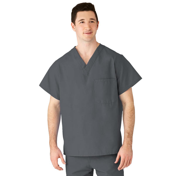 AngelStat Unisex Reversible V-Neck Scrub Top with 2 Pockets, Charcoal, Size XS, Medline Color Code, 1/EA  (610NCCXS-CM) Each