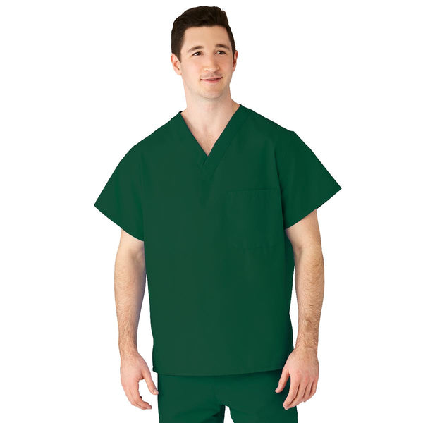 AngelStat Unisex Reversible V-Neck Scrub Top with 2 Pockets, Hunter, Size 5XL, Angelica Color Code, 1/EA  (610NHG5XL-CA) Each