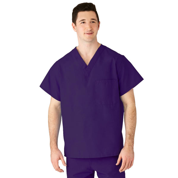 AngelStat Unisex Reversible V-Neck Scrub Top with 2 Pockets, Regal Purple, Size S, Angelica Color Code, 1/EA  (610NRPS-CA) Each